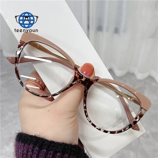 Teenyoun Custom Logo Eyeglass Frame Metal Fashion Womens Cat Eye Tr90 Anti Blue Light Blocking Eyeglasses Glasses Optical Gafas MegaBDM