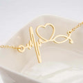 Fashion Non Tarnish Silver 18K Gold Plated Stainless Steel ECG Heartbeat Bracelet Jewelry for Woman