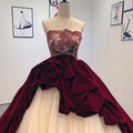Prom Dress Evening Gowns 3D Flowers Strapless Irregular Wedding Cocktail WM34