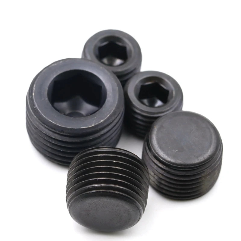 PT NPT 1/4" 3/8" 1/2" 3/4" 1'' DIN906 Metric Steel Hex Socket Tapered Pipe Fitting Plug Screw for Oil Pipe HXL Brand Model