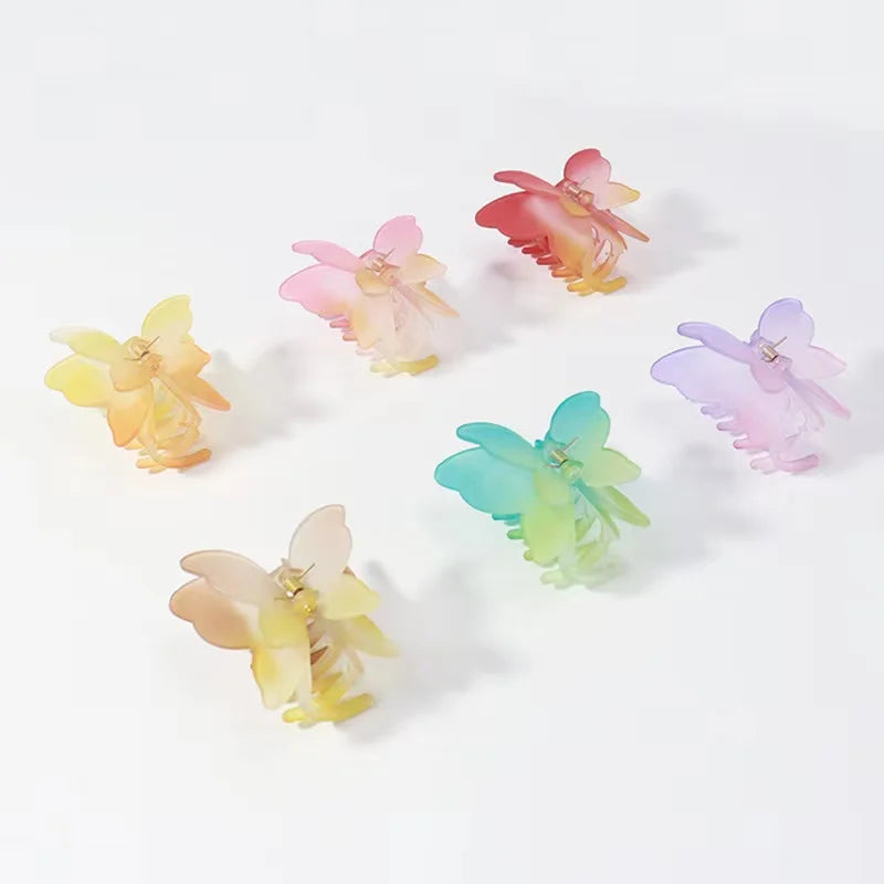 Women Fashion Hair Accessories Geometric Acetate Candy Color Butterfly Hair Clow Clips Color Change Hair Clips for Girls