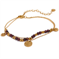 JINYOU 2169 Stainless Steel Layered Summer Anklet 2025 Chic Stylish Jewelry Fashion Natural Garnet Stone Beads Handmade Chain