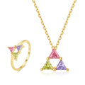 Fashion Bridal Jewelry Set Sterling Silver 925 Pendant Necklace Women Rings Gemstone Sterling Silver Rings