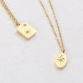 Women Minimalist Stainless Steel Hexagram Oval Square Shape Pendant Charm Stacking Necklace