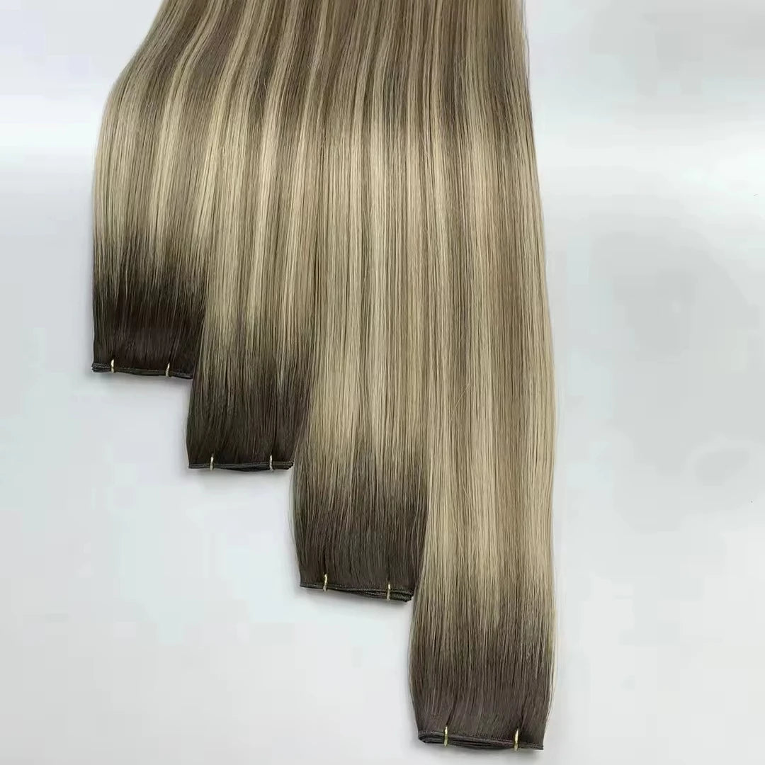 Russian European New Genius Weft Virgin Hair Seamless Hand Tied Weft Hair Extensions