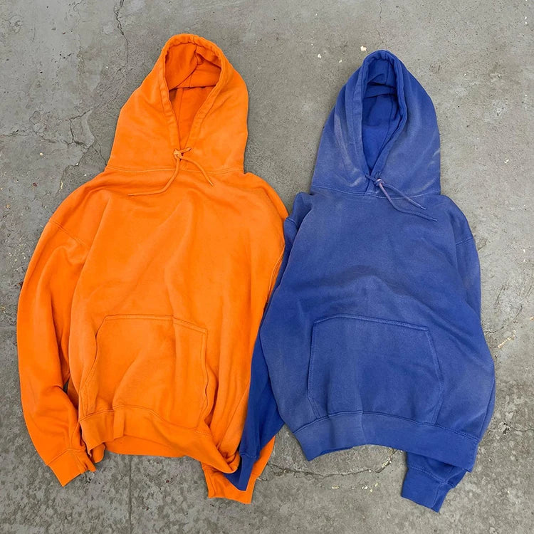 Heavyweight 460gsm Vintage Acid Washed Fade Color Pullover Hoodie Customizable Men's Sweatshirts for Winter ODM Supply