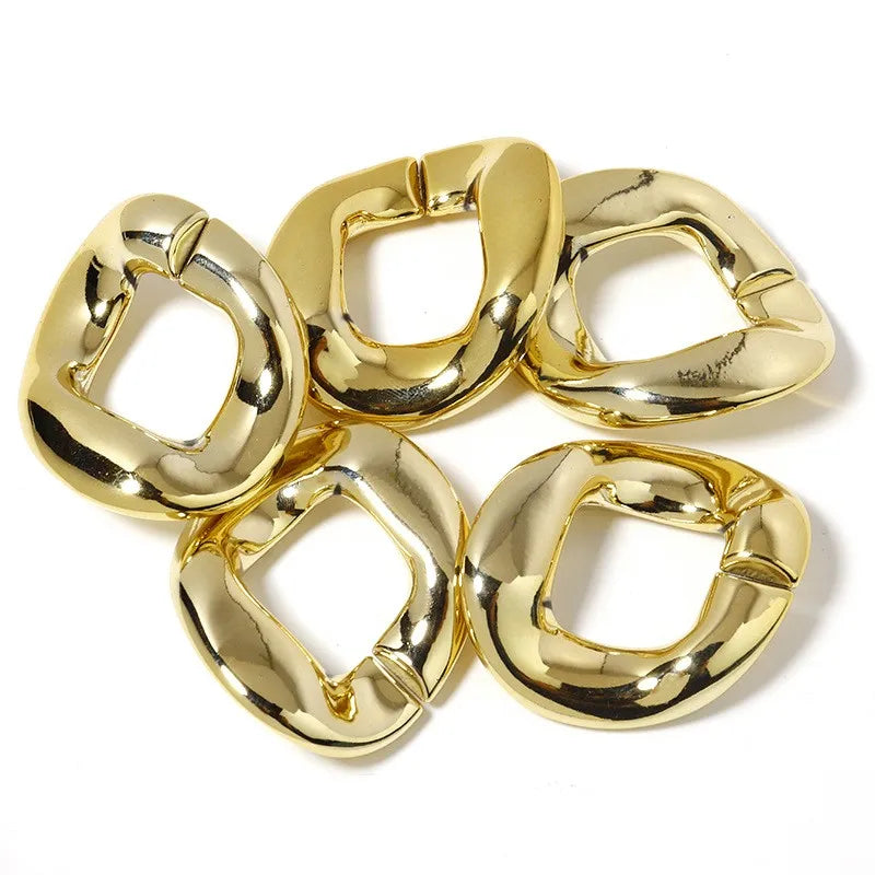 Factory Wholesale Gold Plating Plastic Acrylic Handbag Chain Links Bag Parts Decoration Clothing Accessories Jewelry 40mm*48mm