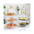 Tea Party Wedding Birthday Tiered Serving Stand with Platters Emeralds Pink Ceramic 3 Tier Serving Tray