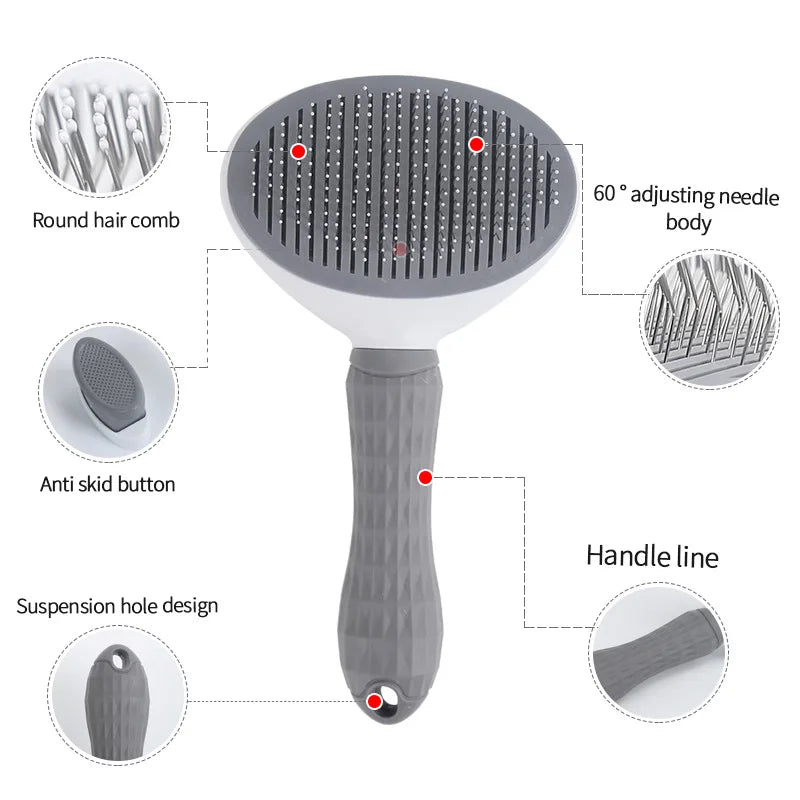 Dogs Cats Hair Self Cleaning Brush One Key Remove Hair Comb Pet Massage Shedding Remover Pet Grooming Stainless Steel Hair Brush