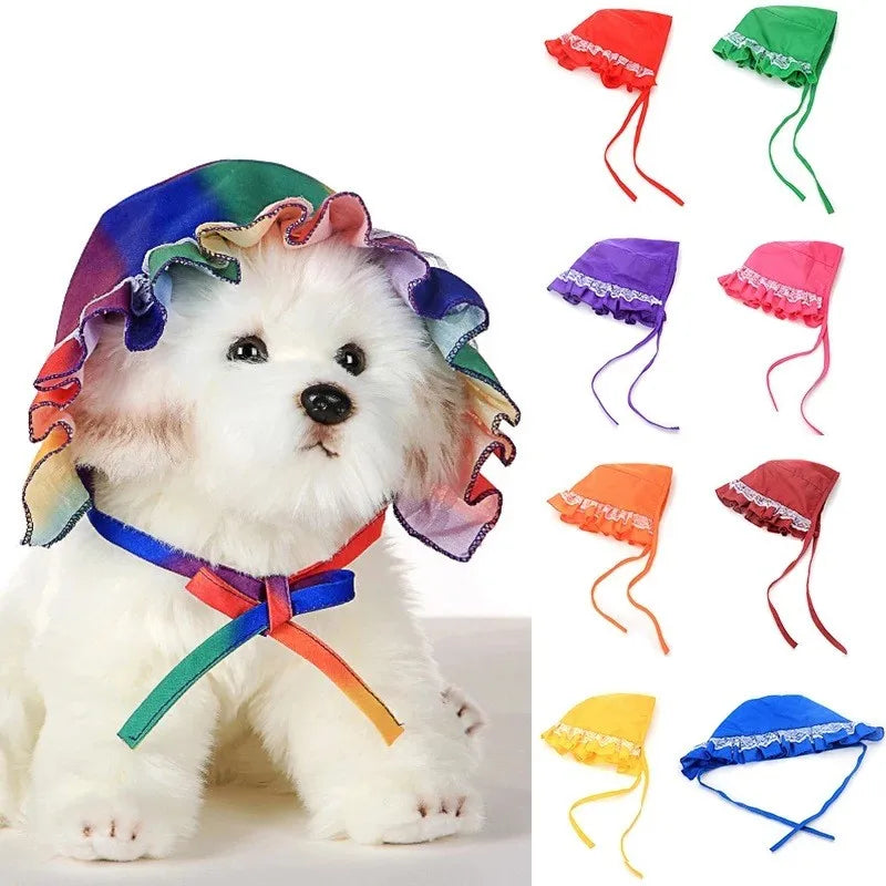 Pet Dog Sunhat Sports Hat Dog Sun Caps  Sunbonnet Lace-up Thin Section Dog Headwear Pet  Summer Hat Multicolored