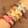 Handmade Fashion Charm Bracelets for Kids Healing Crystal Natural Stone Beads Enamel Butterfly Bracelet Kids' Gift Jewelry