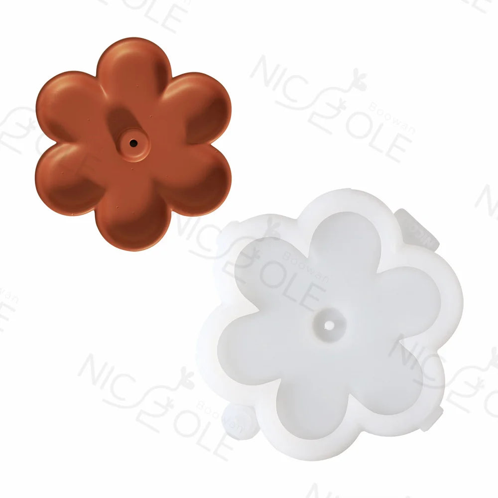 Nicole Flower Handmade Incense Stick Holder Resin Molds Concrete Cement Incense Holder Silicone Mould