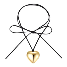 New Women Pull Adjustable Choker Personality Large Heart Pendant Necklace Valentine's Day Jewelry Gift