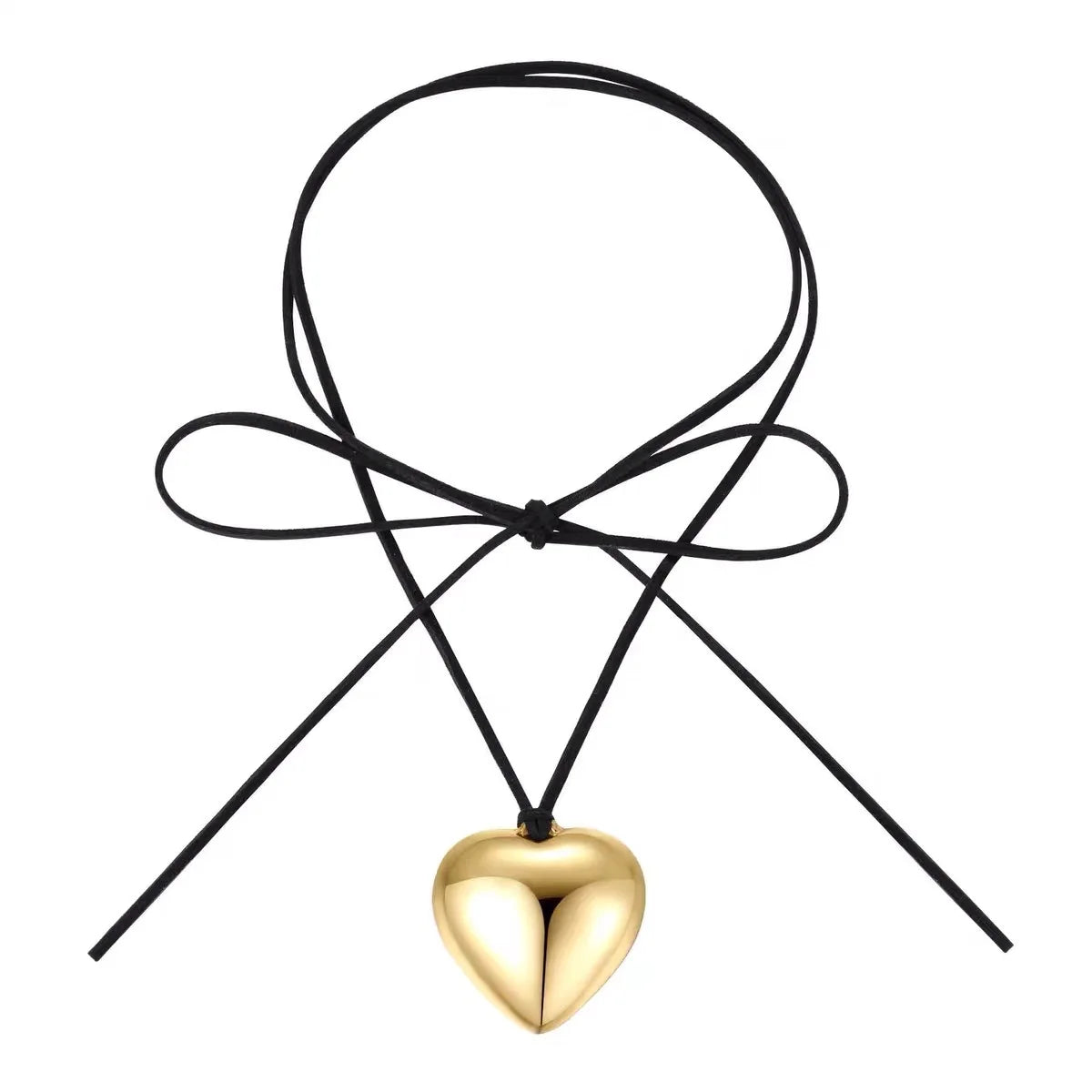 New Women Pull Adjustable Choker Personality Large Heart Pendant Necklace Valentine's Day Jewelry Gift