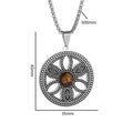 Vintage Viking Flower of Life Pendant Necklaces Tiger Eye Stainless Steel for Women Men Sacred Geometry Chain Necklace Collares