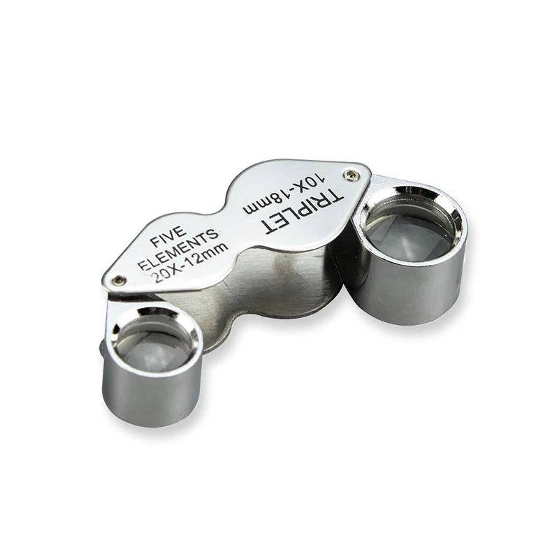 Jewelry Loupe and Geological Magnifier Miniature Folding 10x/20x Double Lens 53*21*18mm Pocket Loupe for Camping & Hiking