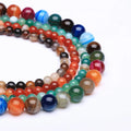 Bestone Wholesale Multicolor Round Loose Crystal Natural Gemstone Stone Line Agate Beads for Jewelry Making