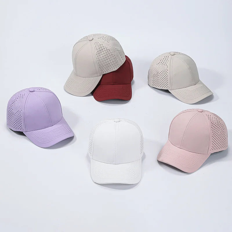 Performance Snapback Wide Brim Golf Sports Trucker Hat Laser Waterproof Breathable Hats Running Hat with Mesh Side