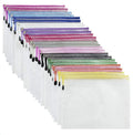 SAM Plastic Mesh Zipper Pouches Document Zip File Bags Folders Waterproof Wallets for School Office Pens Pencils