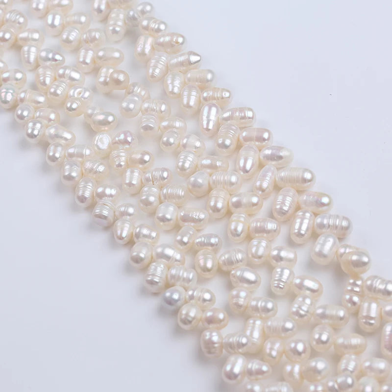 Wholesale Freshwater 6-7mm Top Hole White Pink Purple 8-9mm Rice Pearls Strands
