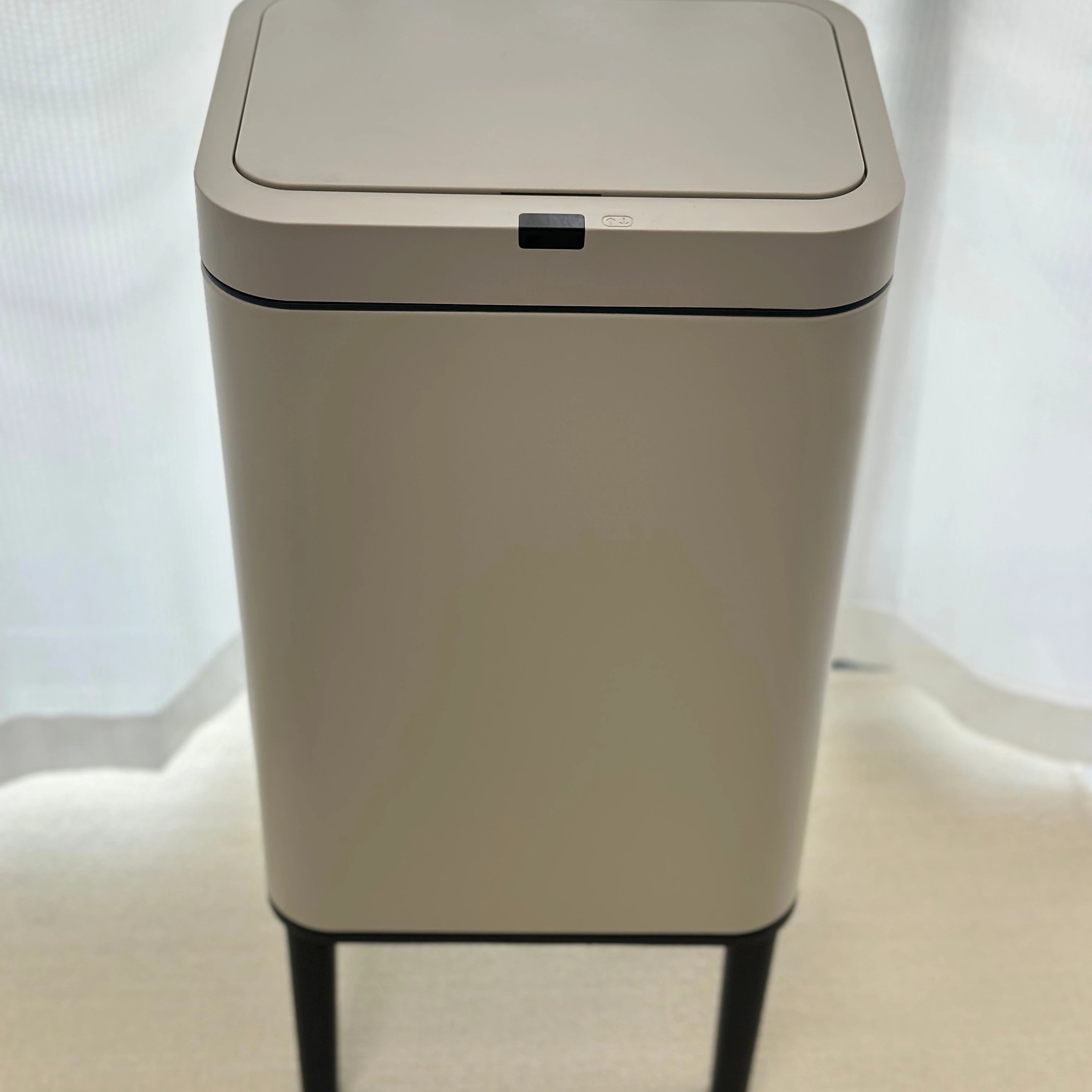 Ergonomic Height Step-Free Trash Can Automatic Stainless Steel Kitchen Trash Can with Plastic Legs Outdoor Metal Garbage Bin