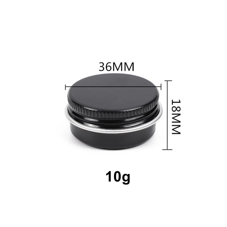 10g 10ml 36*18mm Round Empty Tin Can Black Tin Screw Lid Black Aluminum Jar Aluminum Cosmetic Tins