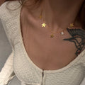 Dazan Hot Autumn Winter New 18k Pvd Gold Plated Stainless Steel Minimalist Polished Dangle Floral Necklace Waterproof Jewelry