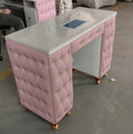 Foshan Modern Pink Manicure Nail Bar Station Nail Table with Air Filter and Drawer 300KGS Capacity Commercial Use