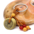 Handmade Rope Lucky Feng Shui Hanging Vintage Brass Money Bag Keychain Pendant Jewelry Ancient Five Emperors Coins Car Key Chain