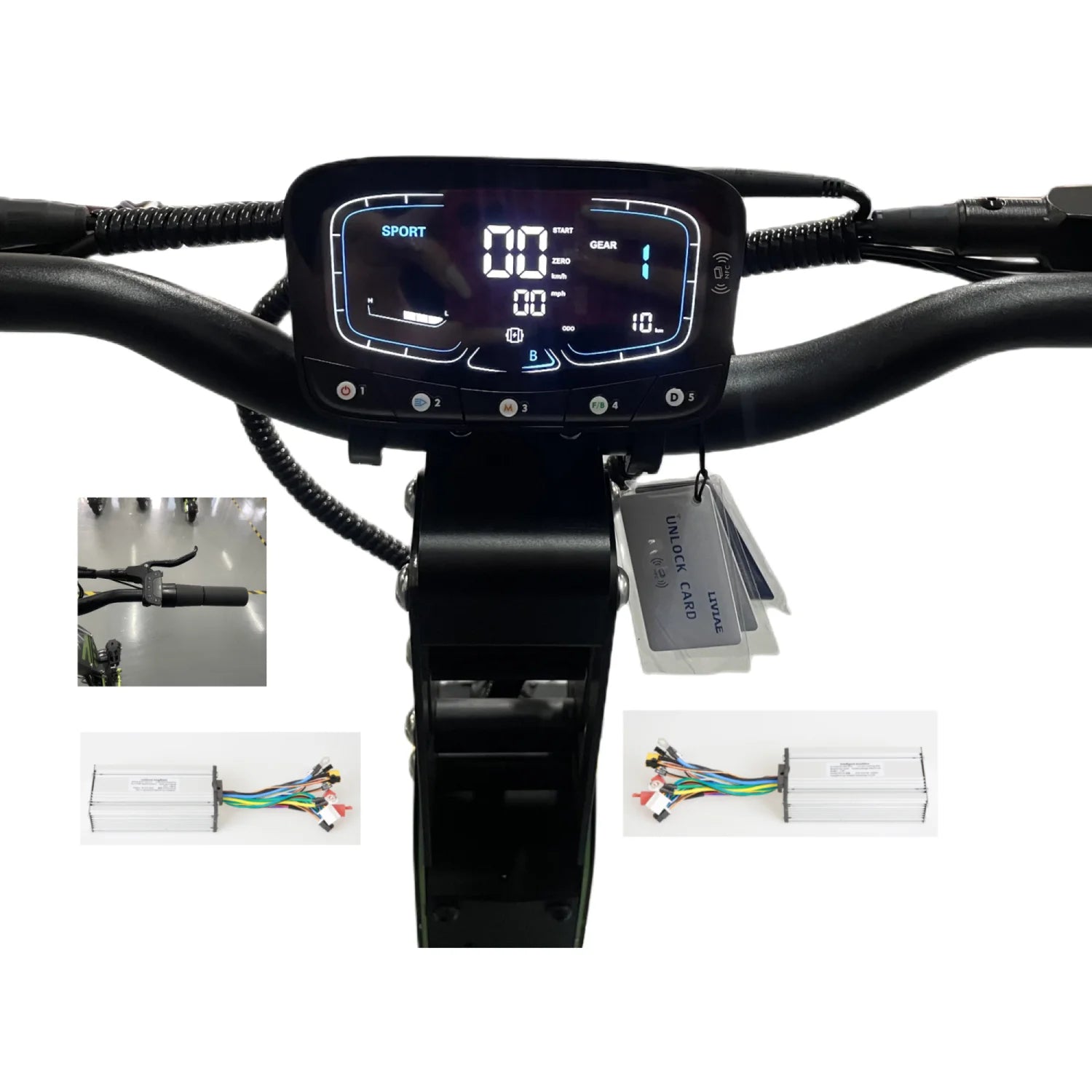 Newest NFC Display With Controller A&B 60V 72V Optional 3 NFC Cards Twist Throttle Assistant Controlling Button