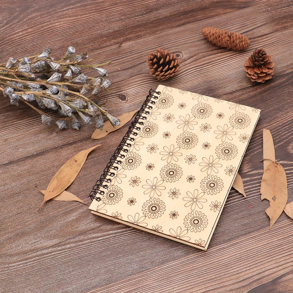 A5 Wooden Cover Notebook | Laser Engraved Spiral Journal | Eco-Friendly Custom Gift