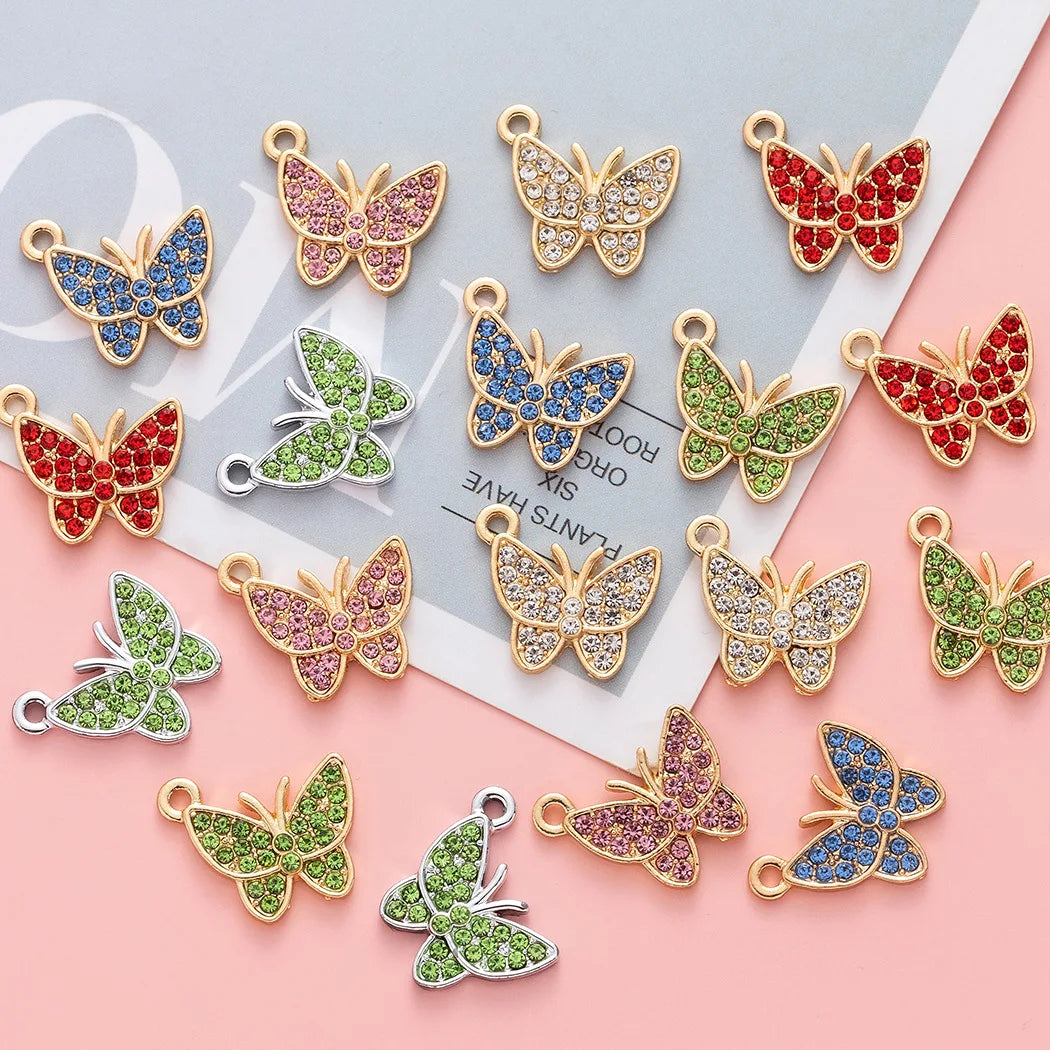 Wholesale 50 PCS/Bag Crystal Butterfly Pendant DIY Accessories for Jewelry Making