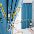 Modern Minimalist Blue Excavator Cartoon Pattern Children's Room Curtain 3D Embroidered Curtains for Boy Bedroom