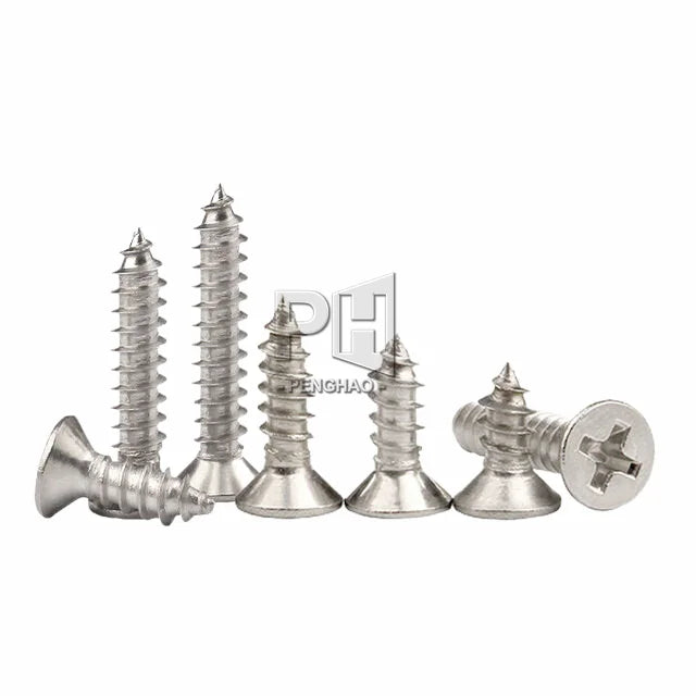 Cross groove Countersunk KA Nickel-plated Flat Head Self-tapping Pointed Wooden Tooth Drill Tail Electronic Small Screw M1.2-M5