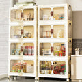 4 Tier 55*33*118cm Plastic Storage Bins with LidsStackable Closet Organizers and Storage with WheelsFoldable Storage Cabinet