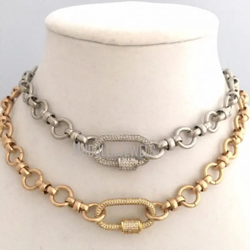 NM35080 Fashion Jewelry Carabiner Lock Clasp Chain Necklace 18k Gold or Silver Plated Choker Women Minimal Jewelry