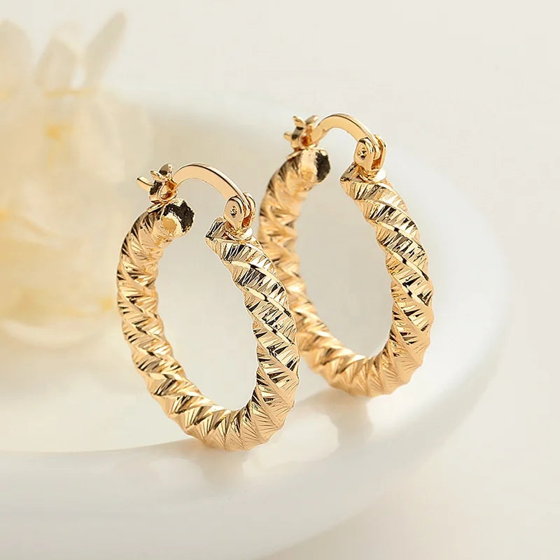 Contemporary  Laminated Gold Jewelry Plated Joyeria Brass  Hoop Wholesale Earrings Women