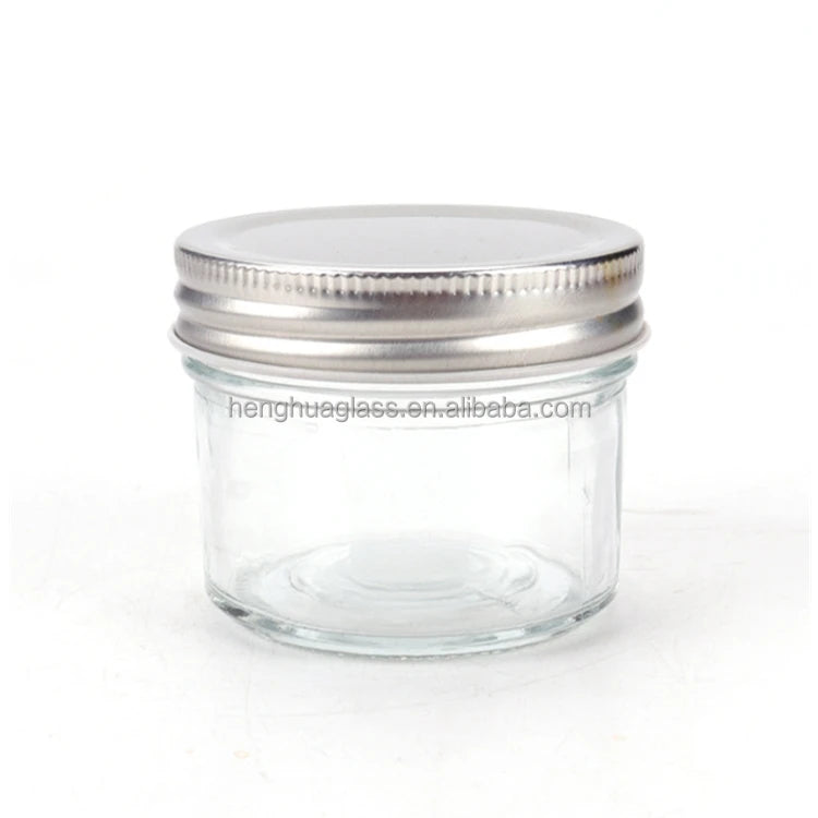 Manufacturer 120ml 4oz Wide Mouth Glass Mason Jar Round Jam Honey Food Storage Caviar Glass Container Jar with Metal Lid