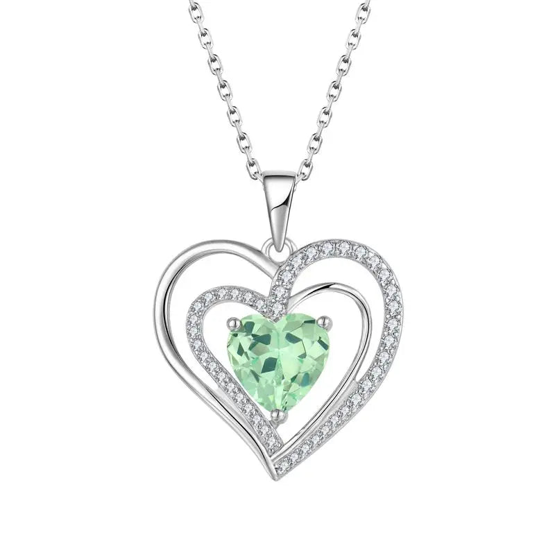 Hot Sale 925 Sterling Silver Women's Heart Necklace Zircon Gemstones Love Heart Pendant Gold Rhodium Plated Jewelry for Parties