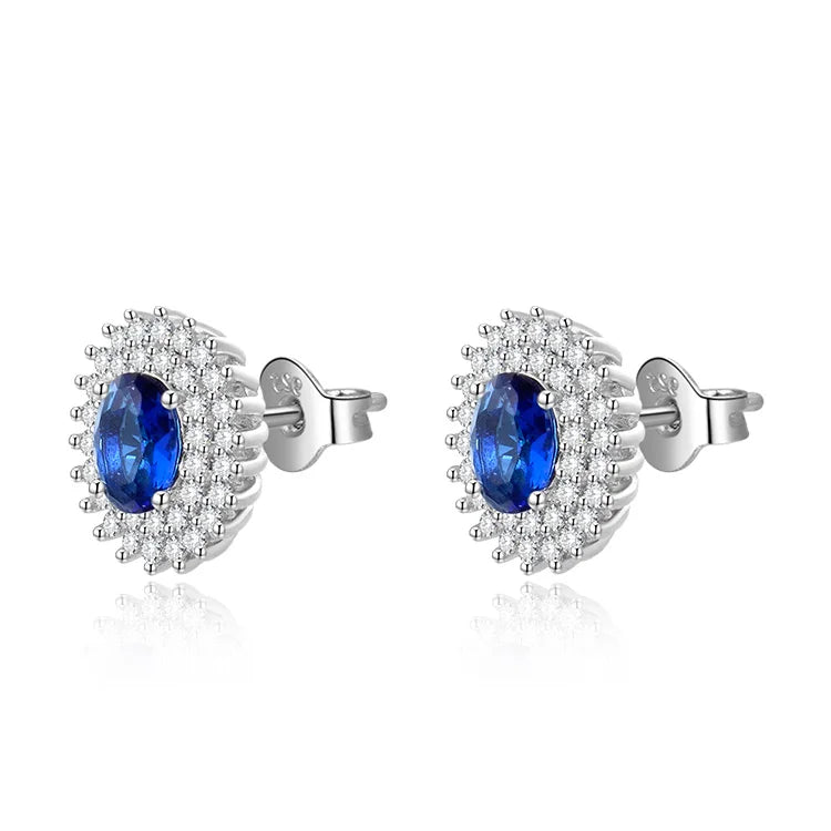 Unique Design 925 Sterling Silver Rhodium Plated Luxury Sapphire Indian Earrings Gold Plated Diamond Main Stone Weddings Gifts