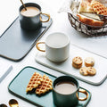 Ins Gold Trim Nordic Style Ceramic Coffee Mug with Plate