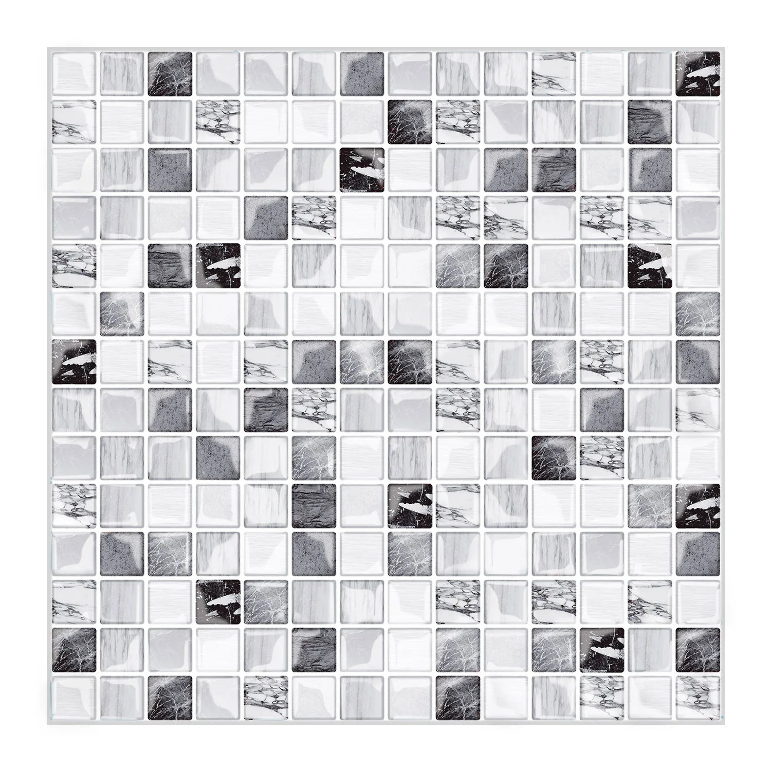 Colorful Marble Mosaic Self Stick 3D Backsplash Square Sticker Tiles Do-it-yourself DIY Vinyl Tiles for Home Decor