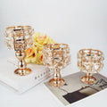 Modern Gold Crystal Candlestick Decorations Handmade Metal Cylinder Shape Hollow-out Crafts for Weddings Valentine's Day Home