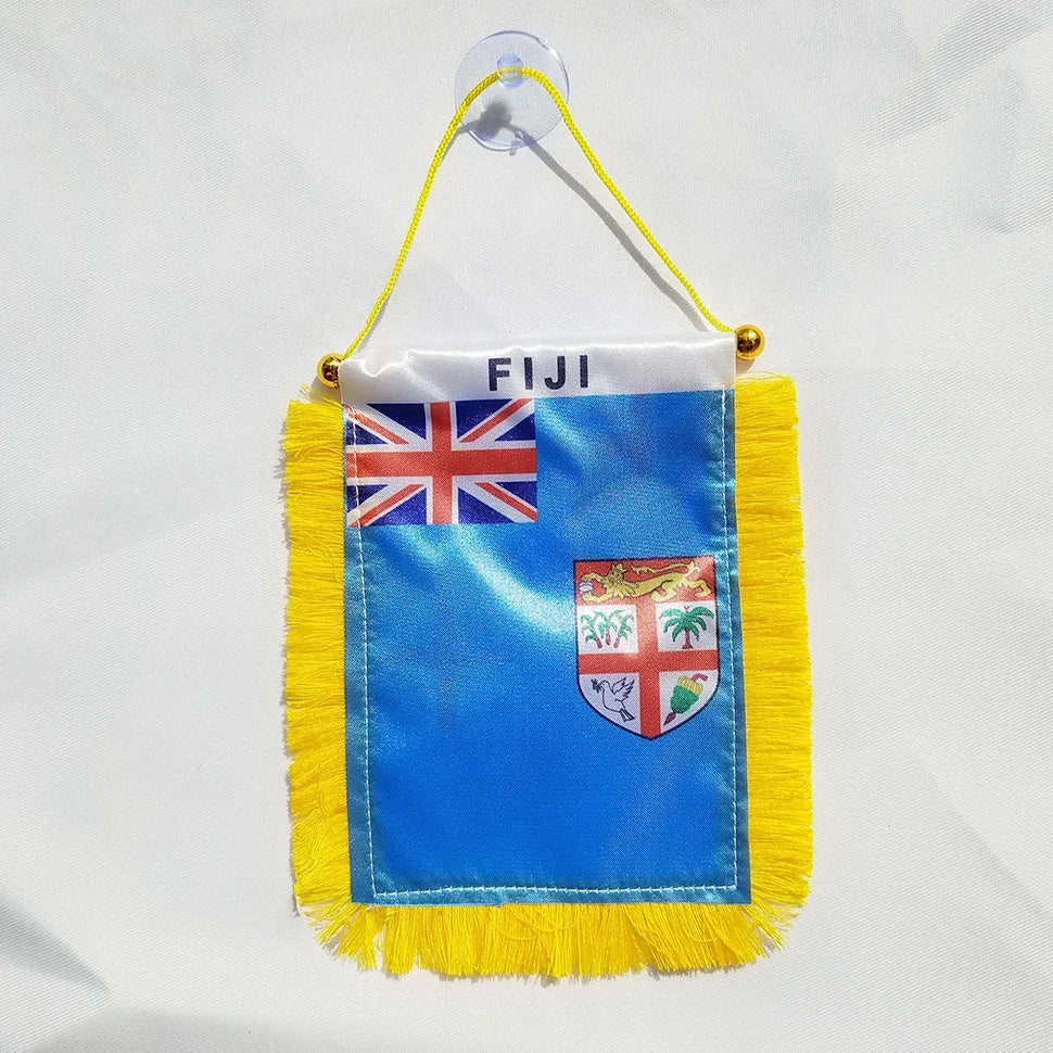 Wholesale Mini Fiji Flag 4''x6'' Satin Printed 10x15cm for Car