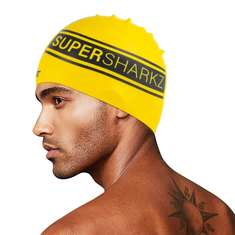 Custom High Friendly Custom Logo Adult Waterproof Swimming Pool Cap Silicone Swim Caps Waterproof Adult Men Women