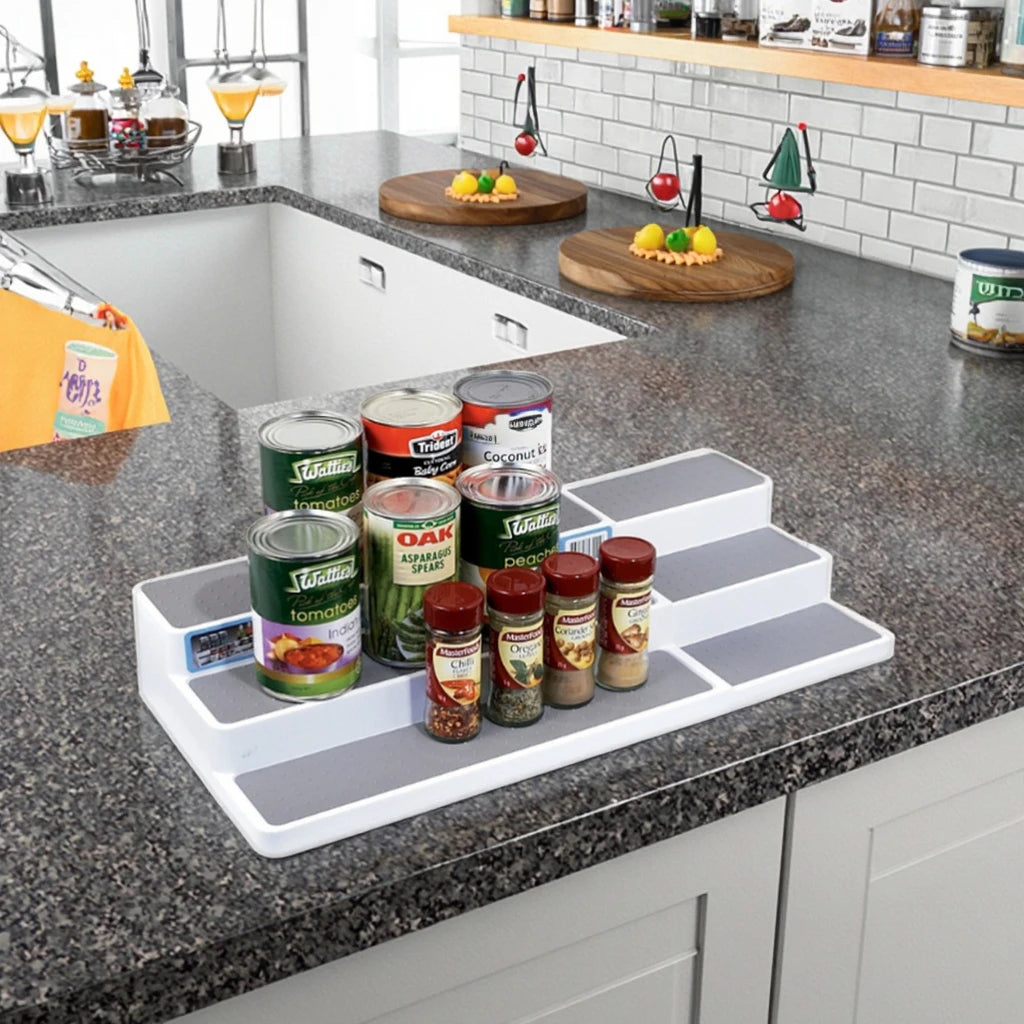 Plastic Spice Racks Spice Rack Step Shelf  3tier Extendable Spice Rack