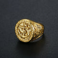 GT Anillos Titanium Steel Eagle Anchor Ring PVD Gold Plated Hip Hop Jewelry Statement Chunky Ring for Men