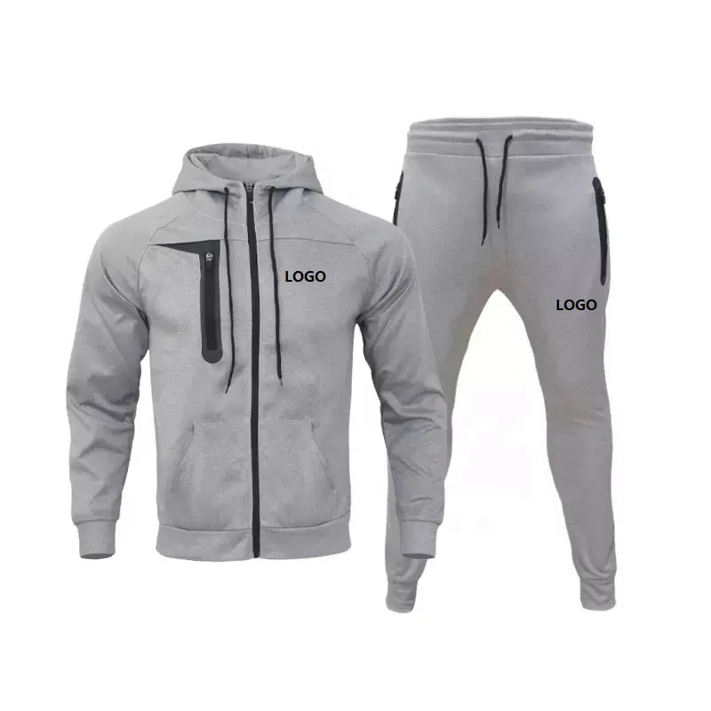 Tracksuit Dropshipping Custom Logo EU Size Polyester Unisex Hooded Athletic Full Zip Sweat Suits Tracksuit Training Jogging Suit