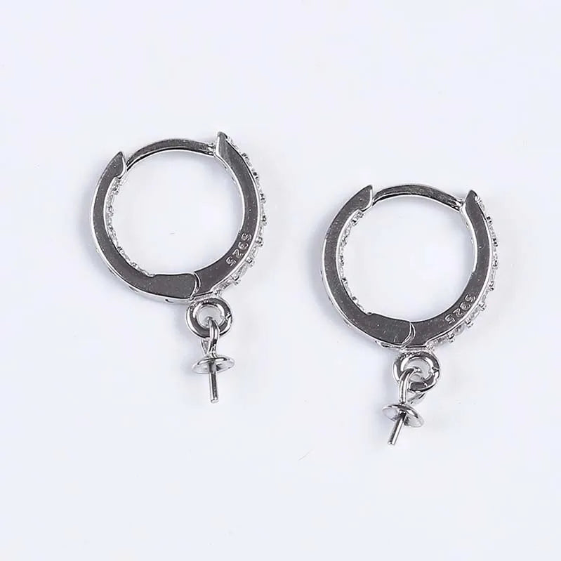 New Design Hoop 925 Sterling Silver Circle Zircon Earring Fitting