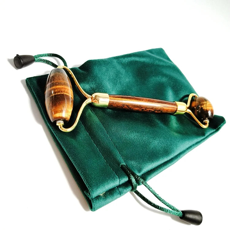 DIY Home Use Natural Handmade Roller Facial Beauty Massage Facial Yellow Tiger Eye Massage Roller